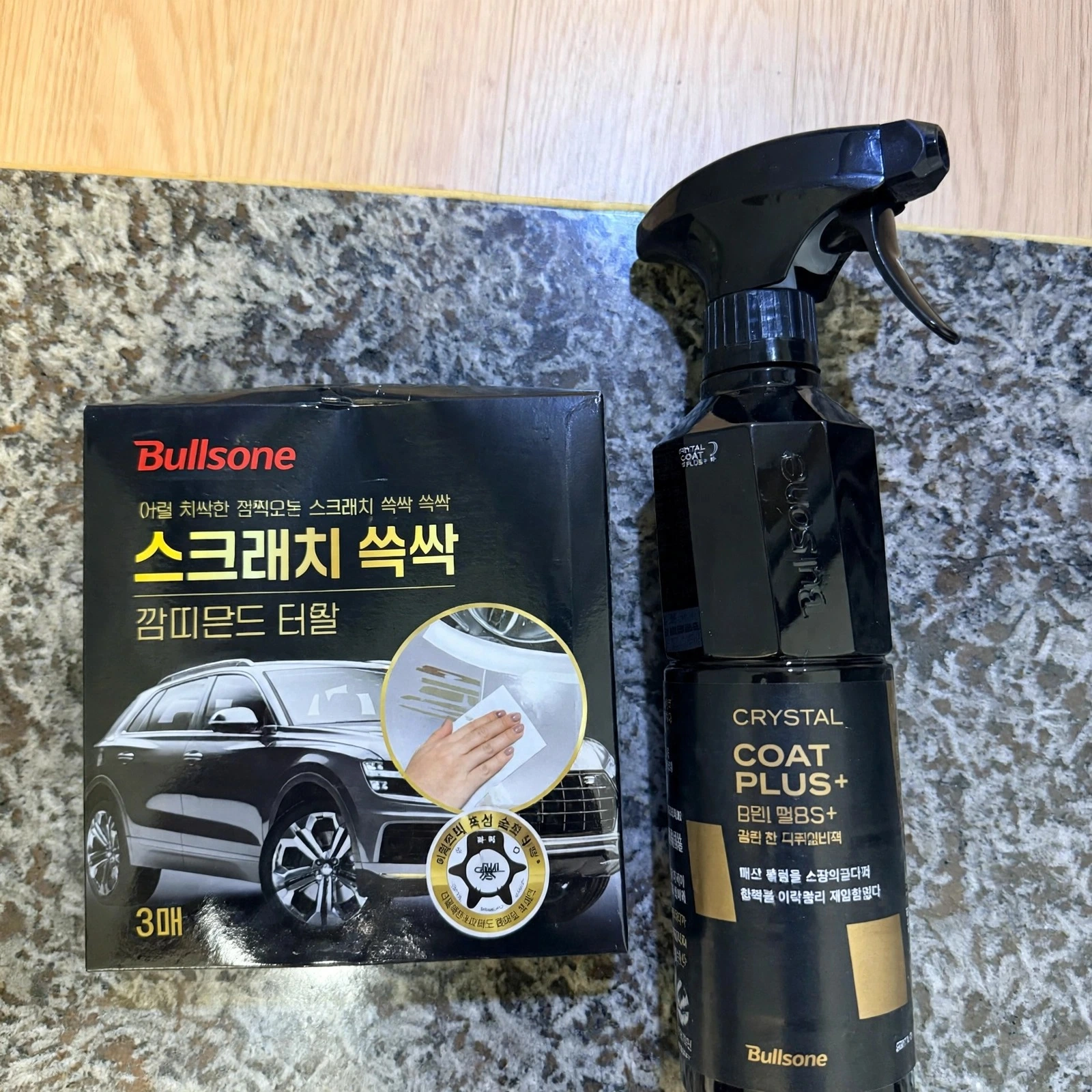 소중한 내 차 잔기스와 문콕 흔적, 셀프로 완벽 해결![불스원] 세차 복구 SET(뉴 크리스탈코트 플러스 500ml + 스크래치 쓱싹)